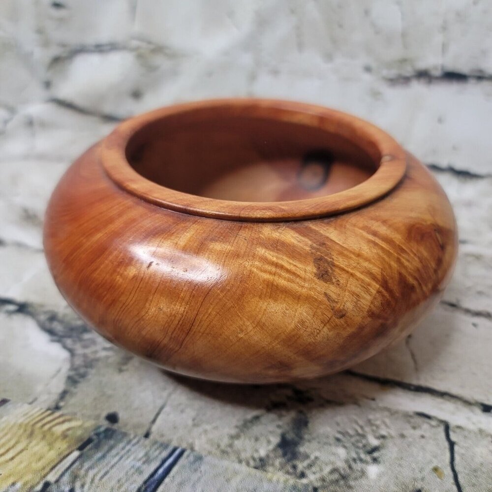 Artisan Made Artist Archie Signed 2021 Handcarved Wood Dough Bowl  Appx 7" x 3.5